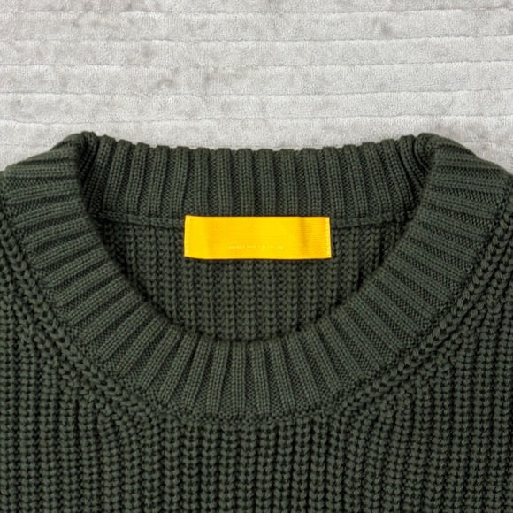 Yellow Label Co Mens Olive Green Cotton Shaker Stitch Crewneck Sweater Small - Picture 3 of 8